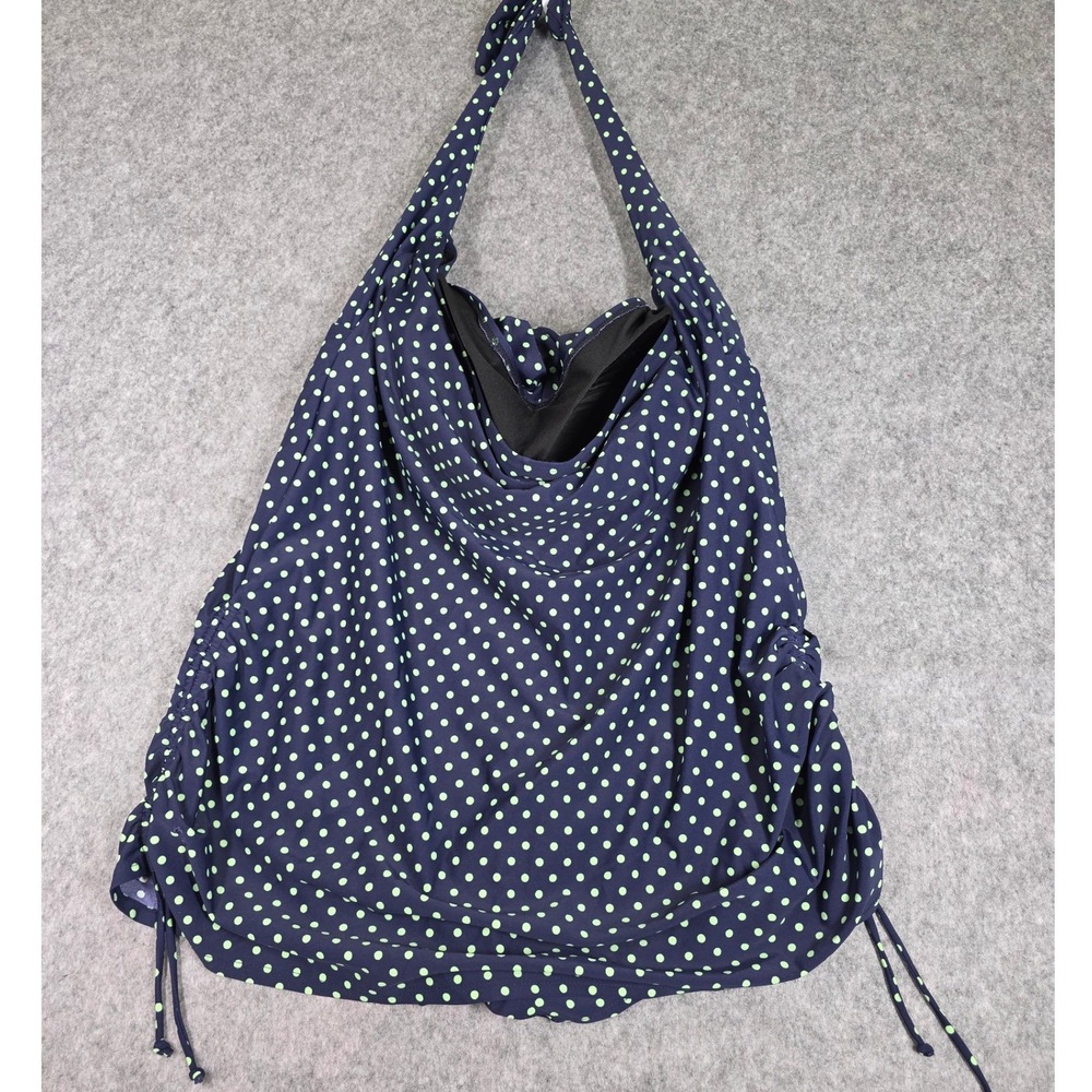 Swimsuits For All One Piece Halter Swimdress Navy Polka Dot Ruched Swimwear 24 - Picture 4 of 10